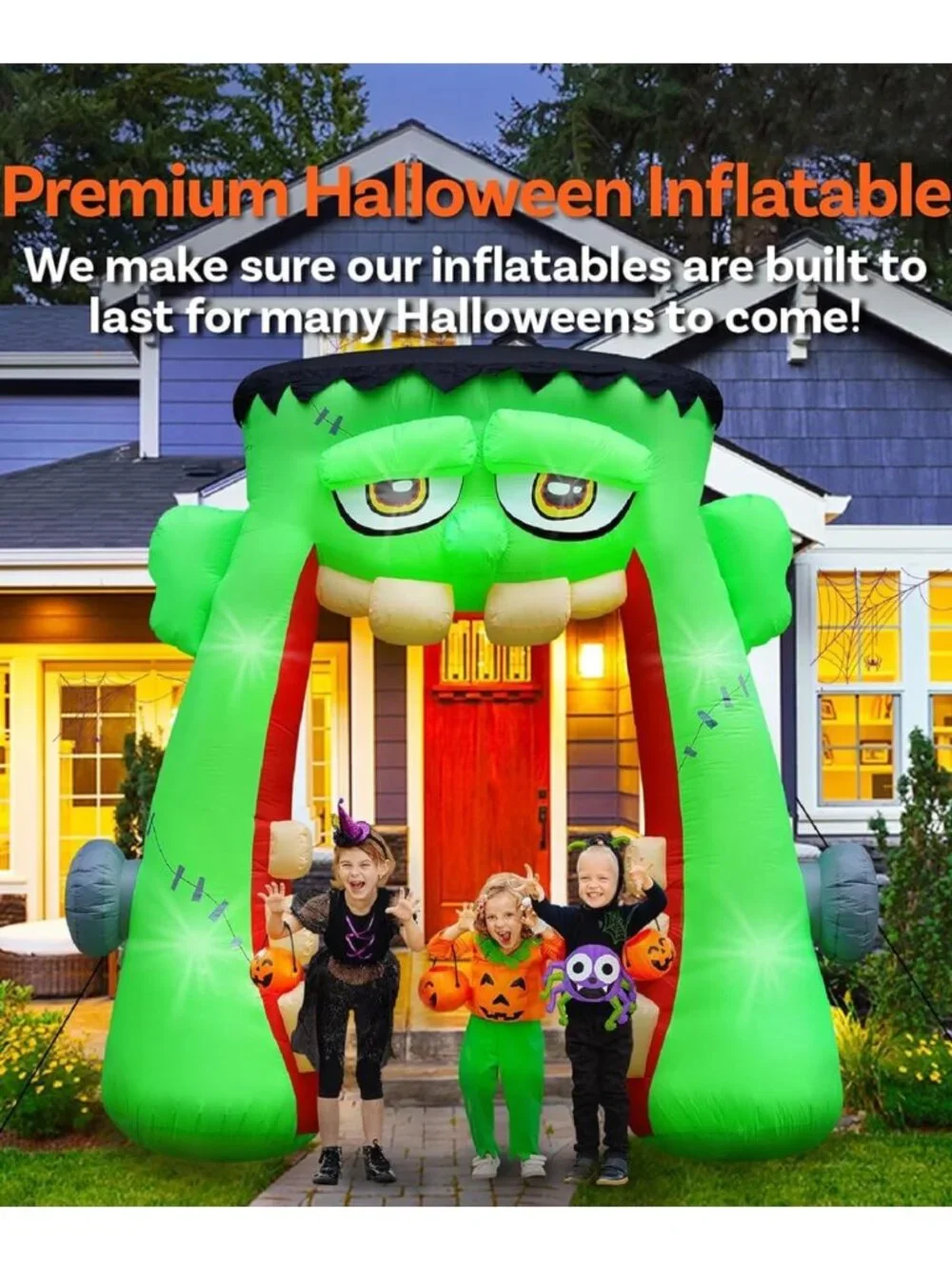 10FT Halloween Inflatable Monster Mouth Archway with LEDs for Outdoor Decor